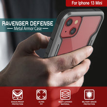 Charger l&#39;image dans la galerie, Punkcase iPhone 13 Mini ravenger Case Protective Military Grade Multilayer Cover [Grey-Black] (Color in image: Red)
