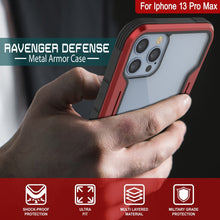 Charger l&#39;image dans la galerie, Coque de protection Punkcase iPhone 15 Pro Max Armor Stealth MAG Defense, de qualité militaire, avec couverture multicouche [Rouge].
