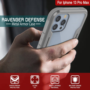 Punkcase iPhone 14 Pro Max Coque Ravenger MAG Defense Étui de Protection de Niveau Militaire à Plusieurs Couches [Gris]