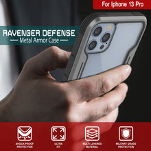 Charger l&#39;image dans la galerie, Punkcase iPhone 13 Pro ravenger Case Protective Military Grade Multilayer Cover [Grey-Black] (Color in image: Red)
