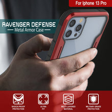 Charger l&#39;image dans la galerie, Punkcase iPhone 13 Pro ravenger Case Protective Military Grade Multilayer Cover [Red] (Color in image: Black)
