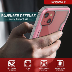 Punkcase iPhone 13 ravenger Case Protective Military Grade Multilayer Cover [Rose-Gold] (Color in image: Black)