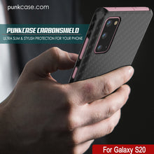 Load image into Gallery viewer, Galaxy S20 Case, Punkcase CarbonShield, Heavy Duty &amp; Ultra Thin 2 Piece Dual Layer PU Leather Black Cover (Carbon Fiber Style) 
