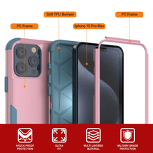 Load image into Gallery viewer, Punkcase pour iPhone 15 Pro MAX Belt Clip multicouche Holster Case [Patron Series] [Pink-Blue]
