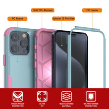 Load image into Gallery viewer, Punkcase pour iPhone 15 Pro MAX Belt Clip Multiryer Holster Case [Patron Series] [Mint-rose]
