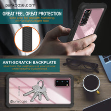 Charger l&#39;image dans la galerie, PunkCase Galaxy S20 Case, [Spartan Series] Clear Rugged Heavy Duty Cover W/Built in Screen Protector [Black] (Color in image: light blue)
