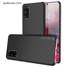Load image into Gallery viewer, Galaxy S20 Case, Punkcase CarbonShield, Heavy Duty &amp; Ultra Thin 2 Piece Dual Layer PU Leather Black Cover (Carbon Fiber Style) 
