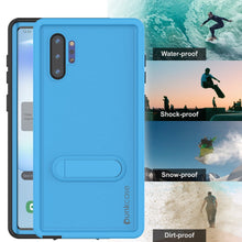 Charger l&#39;image dans la galerie, PunkCase Galaxy Note 10+ Plus Waterproof Case, [KickStud Series] Armor Cover [Light-Blue] (Color in image: Clear)
