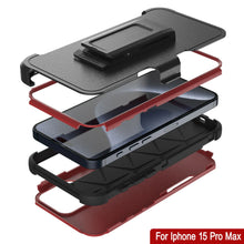 Load image into Gallery viewer, Punkcase pour iPhone 15 Pro MAX Belt Clip Multiryer Holster Case [Série Patron] [Red-Black]

