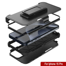 Load image into Gallery viewer, Punkcase pour l&#39;iPhone 15 Pro Belt Clip multicouche Holster Case [Patron Series] [Black]
