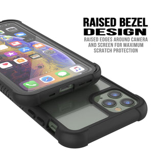 PunkCase iPhone 11 Pro Max Case, [Spartan Series] Clear Rugged Heavy Duty Cover W/Built in Screen Protector [Black] (Color in image: clear)