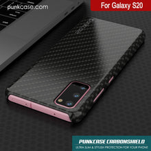 Load image into Gallery viewer, Galaxy S20 Case, Punkcase CarbonShield, Heavy Duty &amp; Ultra Thin 2 Piece Dual Layer PU Leather Black Cover (Carbon Fiber Style) 
