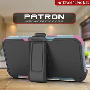 Punkcase pour iPhone 15 Pro MAX Belt Clip Multiryer Holster Case [Patron Series] [Mint-rose]