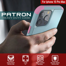 Load image into Gallery viewer, Punkcase pour iPhone 15 Pro MAX Belt Clip Multiryer Holster Case [Patron Series] [Mint-rose]
