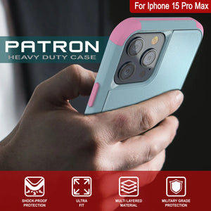 Punkcase pour iPhone 15 Pro MAX Belt Clip Multiryer Holster Case [Patron Series] [Mint-rose]
