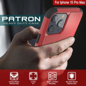Punkcase pour iPhone 15 Pro MAX Belt Clip Multiryer Holster Case [Série Patron] [Red-Black]