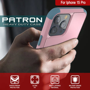 Punkcase pour l'iPhone 15 Pro Belt Clip multicouche Holster Case [Patron Series] [Pink-Blue]