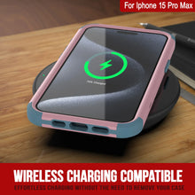 Load image into Gallery viewer, Punkcase pour iPhone 15 Pro MAX Belt Clip multicouche Holster Case [Patron Series] [Pink-Blue]
