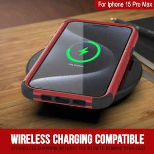 Punkcase pour iPhone 15 Pro MAX Belt Clip Multiryer Holster Case [Série Patron] [Red-Black]