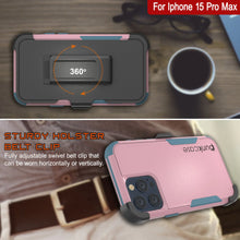 Load image into Gallery viewer, Punkcase pour iPhone 15 Pro MAX Belt Clip multicouche Holster Case [Patron Series] [Pink-Blue]
