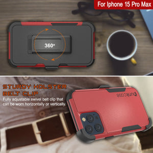 Punkcase pour iPhone 15 Pro MAX Belt Clip Multiryer Holster Case [Série Patron] [Red-Black]