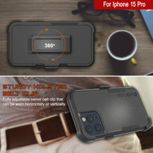 Load image into Gallery viewer, Punkcase pour l&#39;iPhone 15 Pro Belt Clip multicouche Holster Case [Patron Series] [Black]
