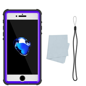 Apple iPhone 7 Waterproof Case, PUNKcase CRYSTAL Purple W/ Attached Screen Protector  | Warranty (Color in image: Light Blue)