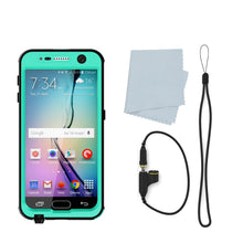 Load image into Gallery viewer, Galaxy S6 Waterproof Case PunkCase StudStar Teal Thin 6.6ft Underwater IP68 Shock/Dirt/Snow Proof (Color in image: light blue)

