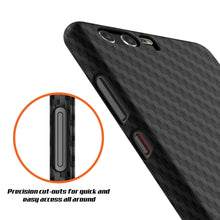 Load image into Gallery viewer, Huawei P10 Case, Punkcase CarbonShield, Heavy Duty &amp; Ultra Thin 2 Piece Dual Layer PU Leather Cover [shockproof] [non slip] with Tempered Glass Screen Protector for Huawei P10 [Jet Black] 

