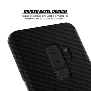 Galaxy S9 Plus Case, Punkcase CarbonShield, Heavy Duty & Ultra Thin 2 Piece Dual Layer PU Leather Cover [shockproof][non slip] with PUNKSHIELD Screen Protector for Samsung S9 Plus [jet black] 