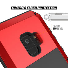 Charger l&#39;image dans la galerie, Galaxy S9 Metal Case, Heavy Duty Military Grade Rugged Armor Cover [shock proof] Hybrid Full Body Hard Aluminum &amp; TPU Design [non slip] W/ Prime Drop Protection for Samsung Galaxy S9 [Red] (Color in image: Silver)
