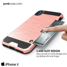 Load image into Gallery viewer, iPhone X Case, PUNKcase [SLOT Series] Slim Fit Dual-Layer Armor Cover &amp; Tempered Glass PUNKSHIELD Screen Protector for Apple iPhone X [Rose Gold] (Color in image: Silver)
