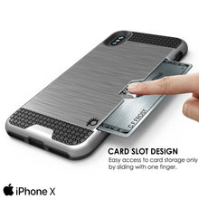 Load image into Gallery viewer, iPhone X Case, PUNKcase [SLOT Series] Slim Fit Dual-Layer Armor Cover &amp; Tempered Glass PUNKSHIELD Screen Protector for Apple iPhone X [Silver] (Color in image: Gold)
