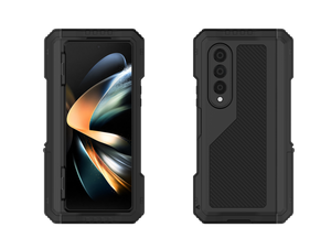 Étui en métal Galaxy Z Fold4, Coque robuste et résistance de qualité militaire, protégeant intégralement le corps en [bleu].