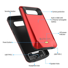 Charger l&#39;image dans la galerie, Galaxy S8 Battery Case, Punkcase 5000mAH Charger Case W/ Screen Protector | Integrated Kickstand &amp; USB Port | IntelSwitch [Red] (Color in image: Gold)
