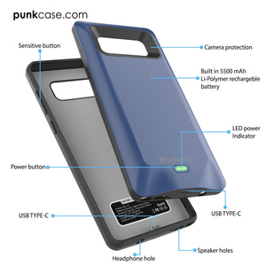 Galaxy Note 8 Battery Case, Punkcase 5000mAH Charger Case W/ Screen Protector | Integrated USB Port | IntelSwitch [Black] 