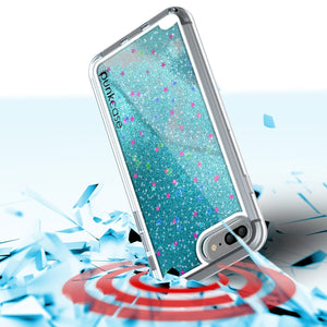 iPhone 8+ Plus Case, PunkCase LIQUID Teal Series, Protective Dual Layer Floating Glitter Cover (Color in image: silver)