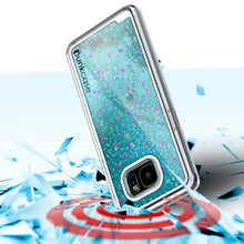 Load image into Gallery viewer, S7 Edge Case, Punkcase [Liquid Teal Series] Protective Dual Layer Floating Glitter Cover with lots of Bling &amp; Sparkle + PunkShield Screen Protector (Color in image: silver)
