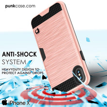 Load image into Gallery viewer, iPhone X Case, PUNKcase [SLOT Series] Slim Fit Dual-Layer Armor Cover &amp; Tempered Glass PUNKSHIELD Screen Protector for Apple iPhone X [Rose Gold] (Color in image: Pink)
