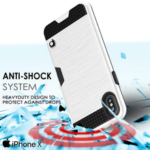 Load image into Gallery viewer, iPhone X Case, PUNKcase [SLOT Series] Slim Fit Dual-Layer Armor Cover &amp; Tempered Glass PUNKSHIELD Screen Protector for Apple iPhone X [White] (Color in image: Black)
