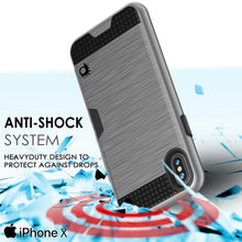 Load image into Gallery viewer, iPhone X Case, PUNKcase [SLOT Series] Slim Fit Dual-Layer Armor Cover &amp; Tempered Glass PUNKSHIELD Screen Protector for Apple iPhone X [Silver] (Color in image: Black)
