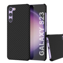 Load image into Gallery viewer, Étui Galaxy S23, Punkcase CarbonShield, Robuste et Ultra Fin, Coque Noire en Cuir PU à Double Couche 2 Pièces (Style Fibre de Carbone)
