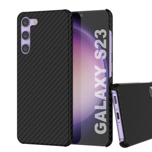 Étui Galaxy S23, Punkcase CarbonShield, Robuste et Ultra Fin, Coque Noire en Cuir PU à Double Couche 2 Pièces (Style Fibre de Carbone)