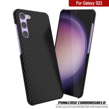 Load image into Gallery viewer, Étui Galaxy S23, Punkcase CarbonShield, Robuste et Ultra Fin, Coque Noire en Cuir PU à Double Couche 2 Pièces (Style Fibre de Carbone)
