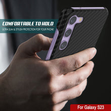 Load image into Gallery viewer, Étui Galaxy S23, Punkcase CarbonShield, Robuste et Ultra Fin, Coque Noire en Cuir PU à Double Couche 2 Pièces (Style Fibre de Carbone)
