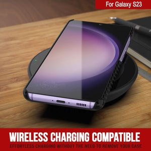 Étui Galaxy S23, Punkcase CarbonShield, Robuste et Ultra Fin, Coque Noire en Cuir PU à Double Couche 2 Pièces (Style Fibre de Carbone)