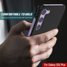 Load image into Gallery viewer, Coque Galaxy S23+ Plus, Punkcase CarbonShield, Protection Robuste et Ultra Fine en Deux Parties en Cuir PU Noir Ébène (Style Fibre de Carbone)
