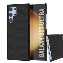 Load image into Gallery viewer, Coque Galaxy S23 Ultra, Punkcase CarbonShield, Robuste et Ultra Fine, Couverture en Cuir PU à Deux Couches Jet Black (Style en Fibre de Carbone)
