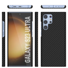Load image into Gallery viewer, Coque Galaxy S23 Ultra, Punkcase CarbonShield, Robuste et Ultra Fine, Couverture en Cuir PU à Deux Couches Jet Black (Style en Fibre de Carbone)
