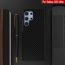Load image into Gallery viewer, Coque Galaxy S23 Ultra, Punkcase CarbonShield, Robuste et Ultra Fine, Couverture en Cuir PU à Deux Couches Jet Black (Style en Fibre de Carbone)
